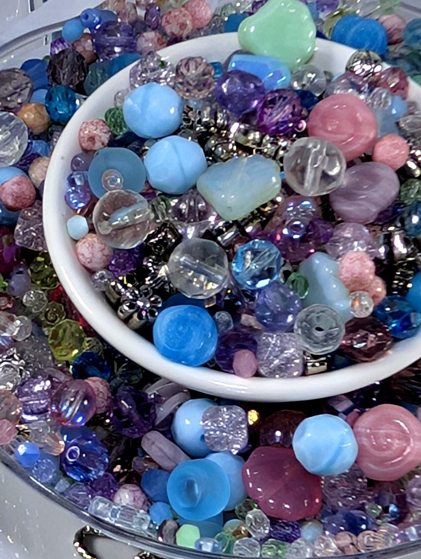 Glass Bead Soup Mix | Artisan Beading Kit with Electroplated Beads Pack & Spring Color Beads