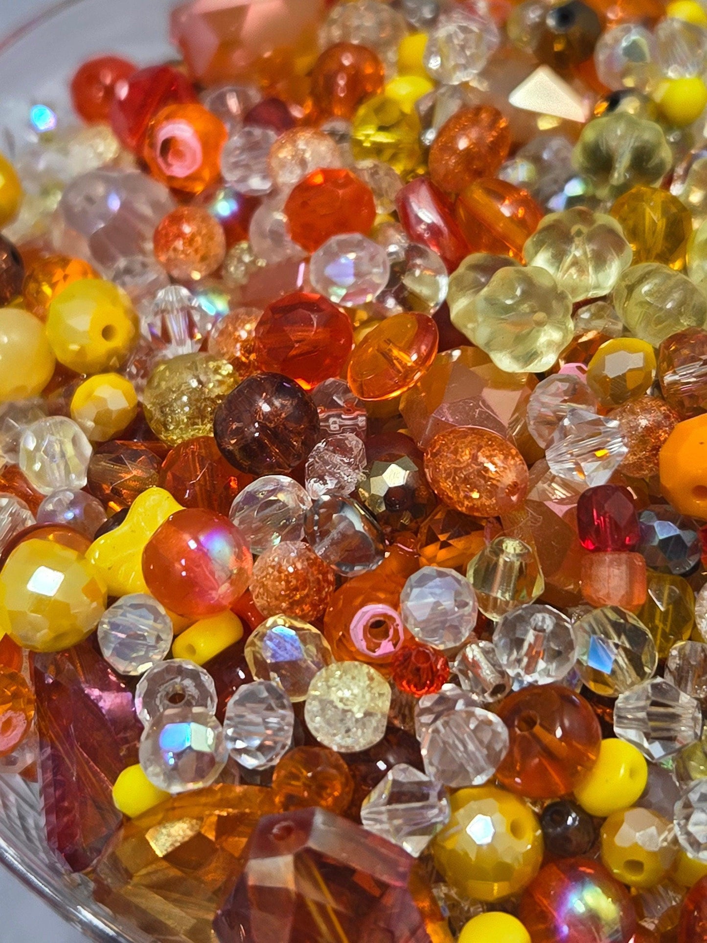 Glass Bead Soup Mix - Orange Yellow Beads for Jewelry Making Beads & DIY Bracelet Supplies