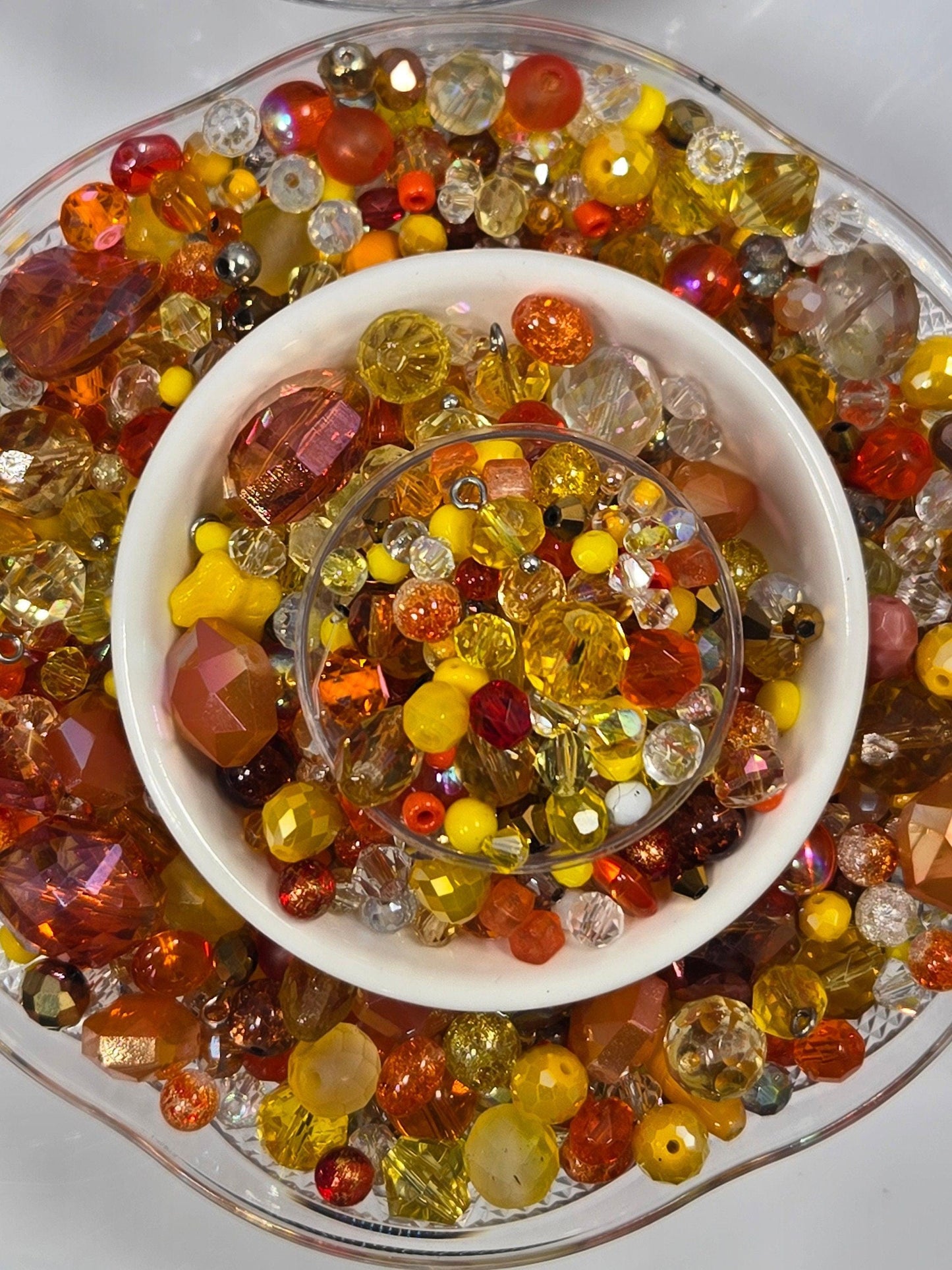 Glass Bead Soup Mix - Orange Yellow Beads for Jewelry Making Beads & DIY Bracelet Supplies