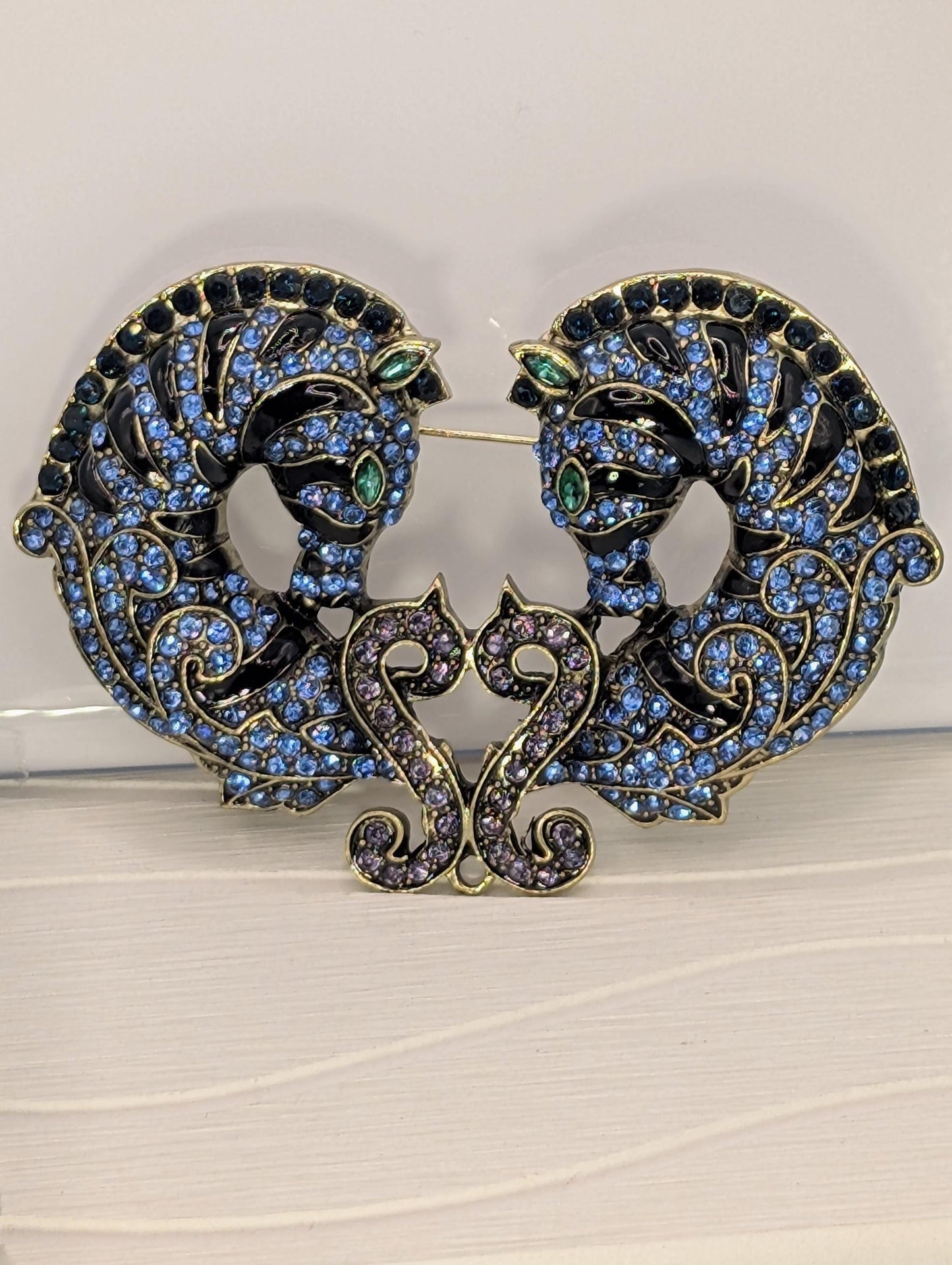Blue Rhinestone Brooch – Seahorse Decorative Pin, Unique Gift Idea, Fashion Accessory