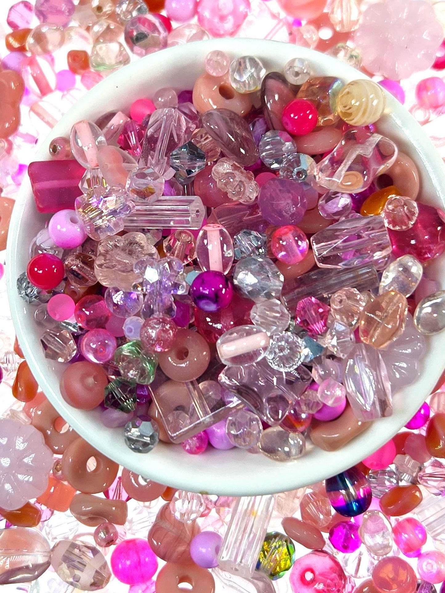 Pink Bead Mix - Glass Bead Assortment | DIY Bracelet & Necklace Kit 30g