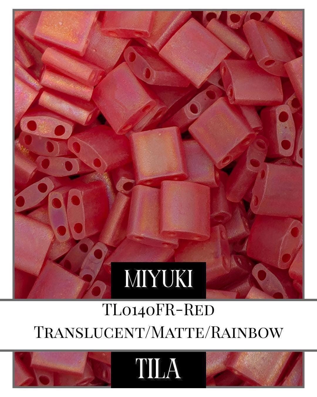 Miyuki Tila Beads – Red Translucent 2-Hole Flat Beads | 7.5g Package