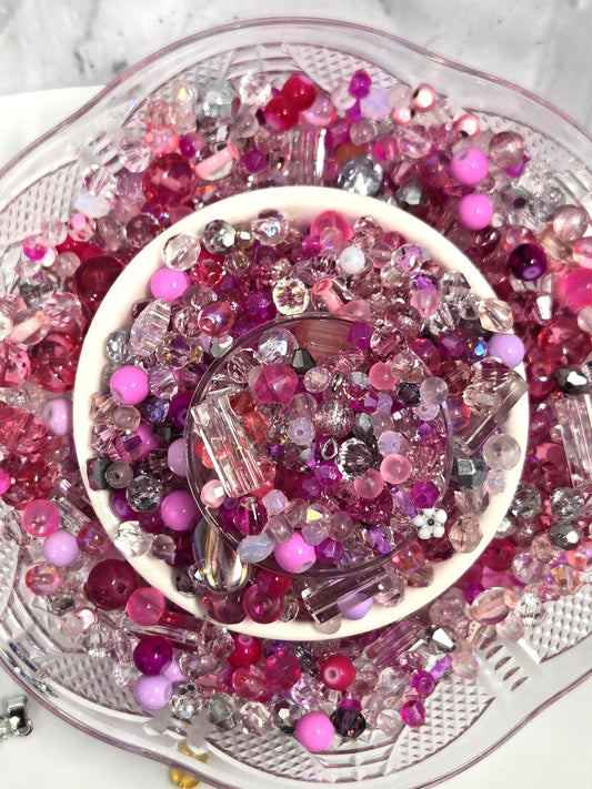 Pink Bead Mix - Glass Bead Assortment for DIY Bracelet & Unique Necklace Beads