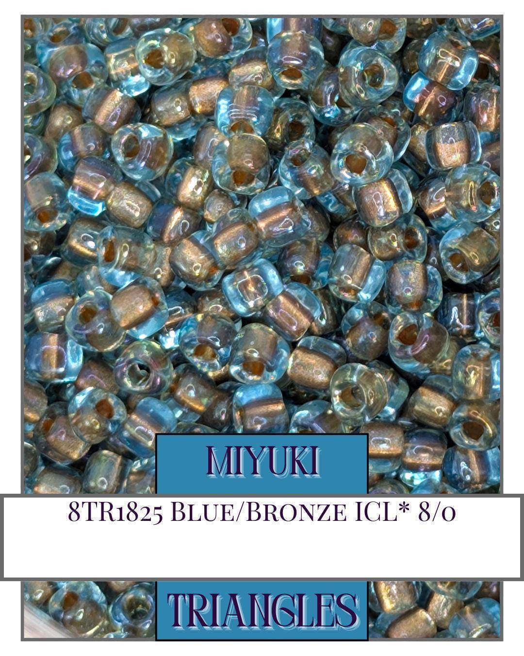 Miyuki Triangle Beads - Blue Bronze Inside Color Lined 10g Seed Beads Pack