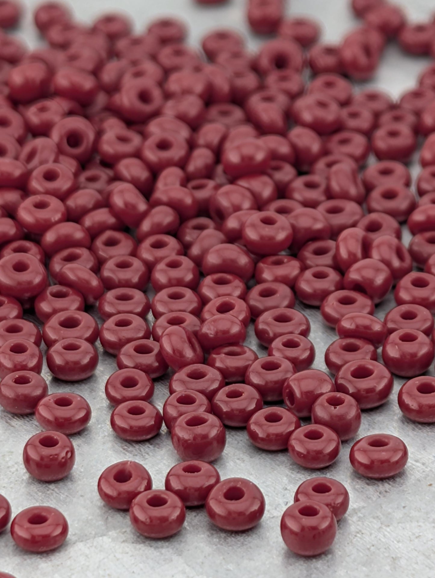 Preciosa Seed Beads - Dark Red Coral Opaque Size 8/0 Czech Glass Beads 15g