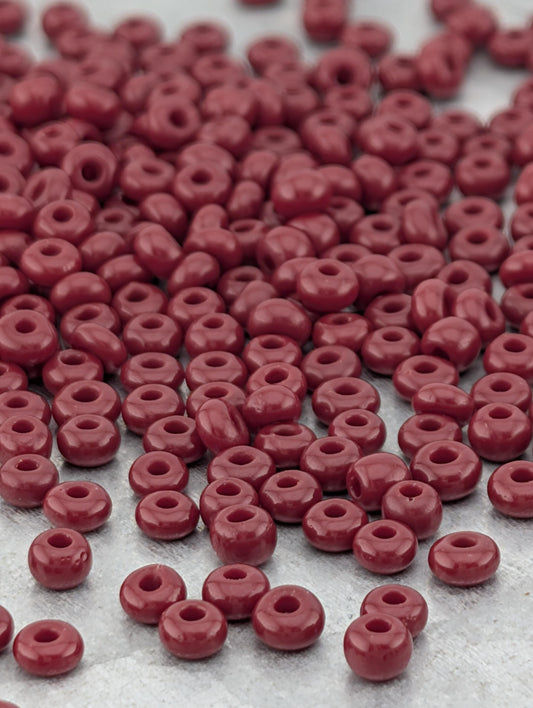Preciosa Seed Beads - Dark Red Coral Opaque Size 8/0 Czech Glass Beads 15g