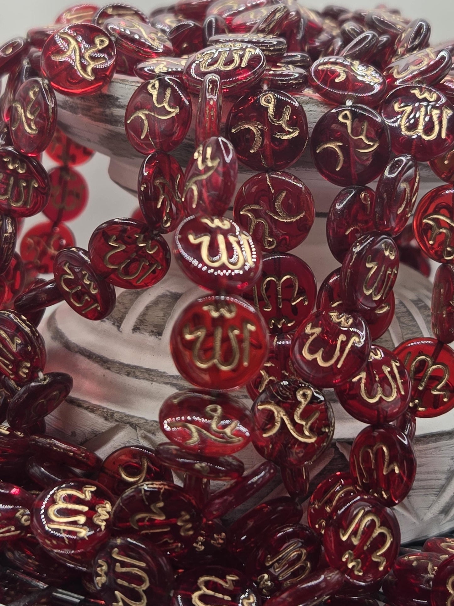 Vintage 8mm Czech Glass Feng Shui Coin Beads - Rare Vintage Beads (24" strand) & Jewelry Making Supplies