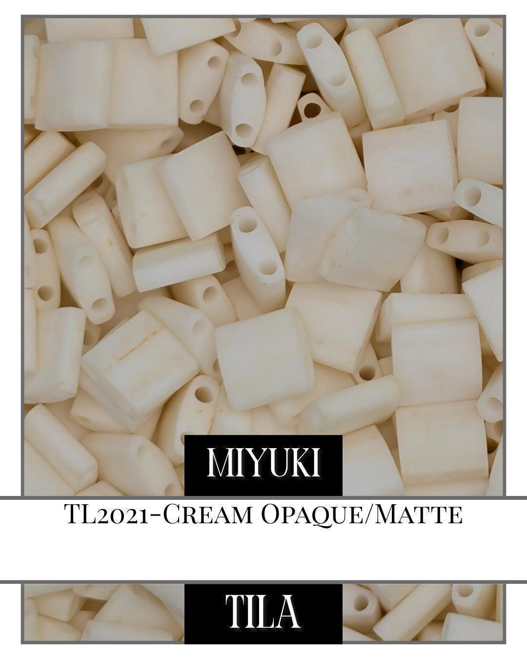 Miyuki Tila Beads – Cream Opaque 5x5mm Square Flat Two Hole Beads for Jewelry