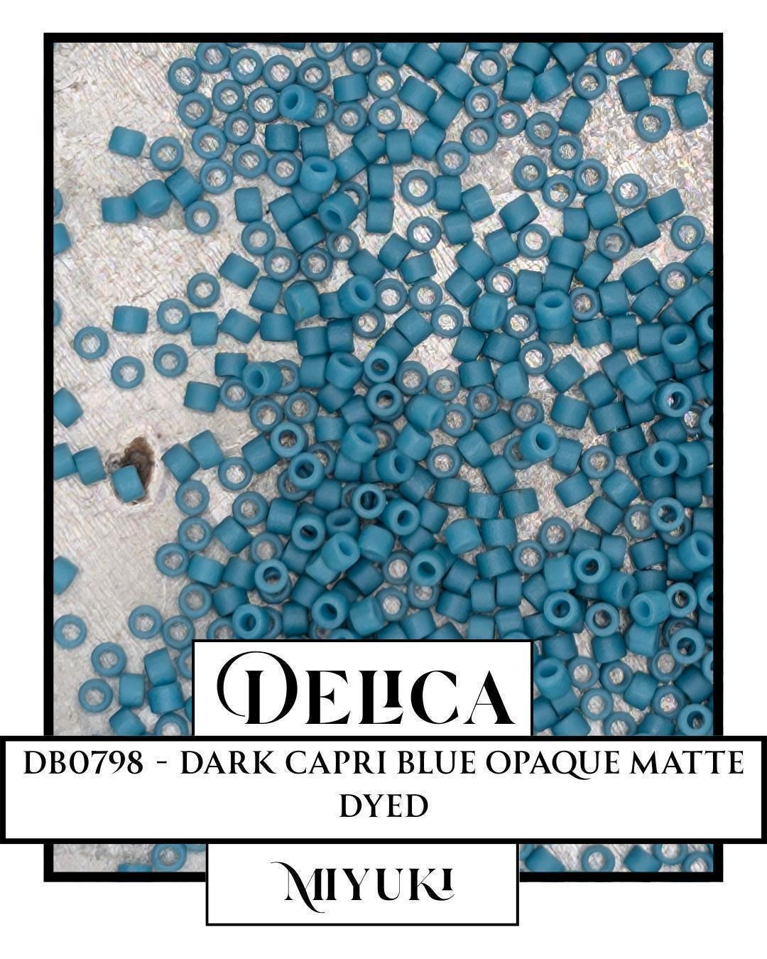 Miyuki Delica Beads - Dark Capri Blue 11/0 Opaque Matte, 7g Resealable Mylar Bag