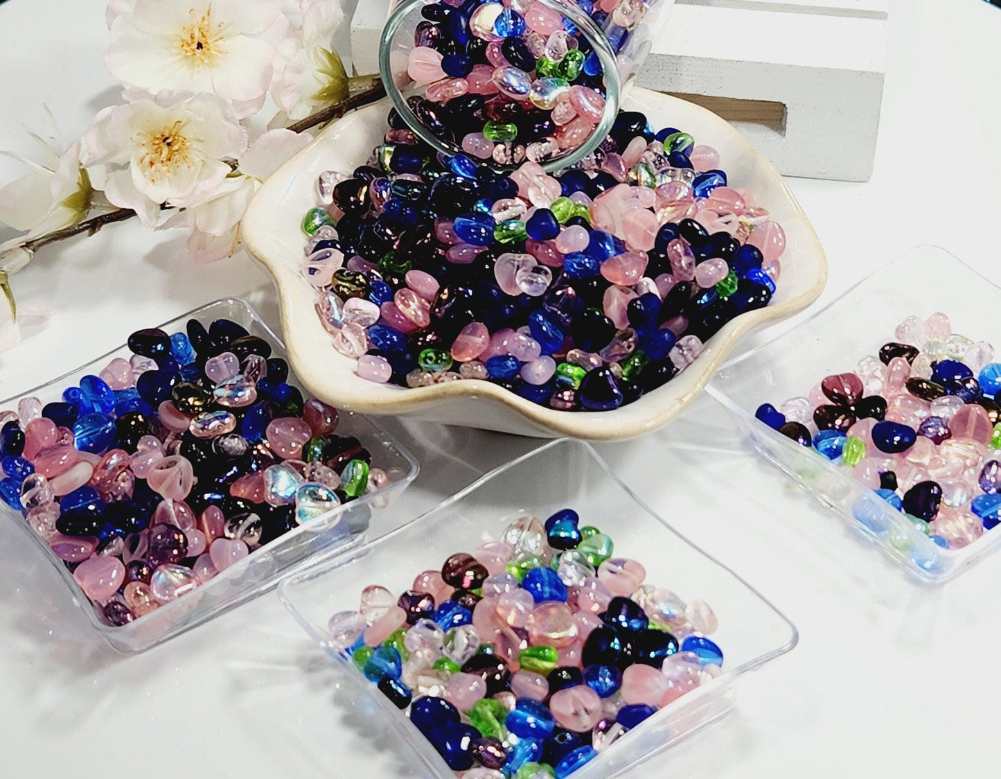Czech Glass Heart Beads – Bulk Glass Beads Mix for Jewelry Making Crafts