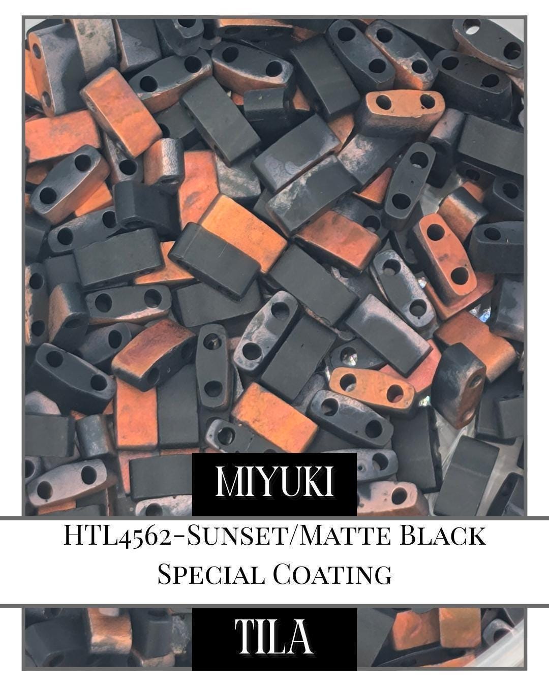 Miyuki Half Tila Beads - Sunset Color Matte Black Beads | 7.5g Package