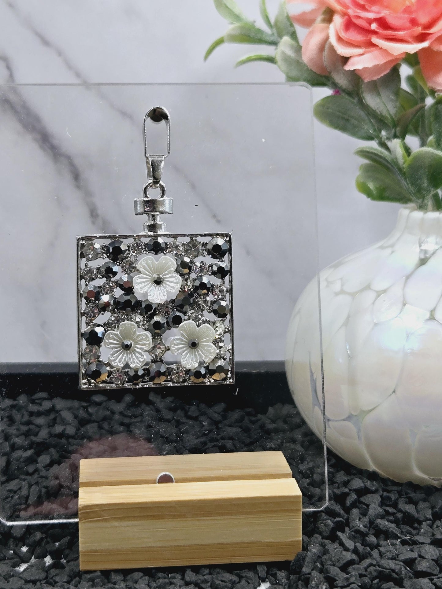 Filigree Pendant Charm - Square Flower Gothic Jewelry Charm | Silver Metal Pendant