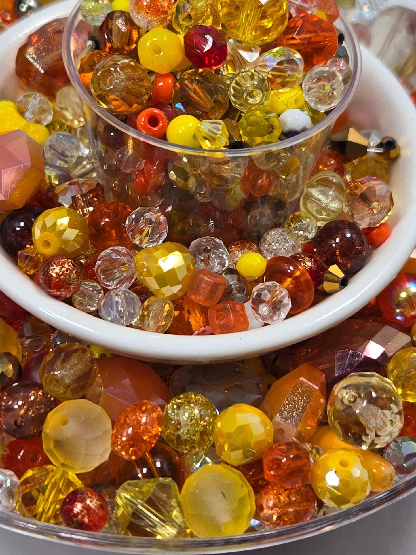 Glass Bead Mix – Orange Yellow Beads | Jewelry Making Kit & Craft Supplies Gift