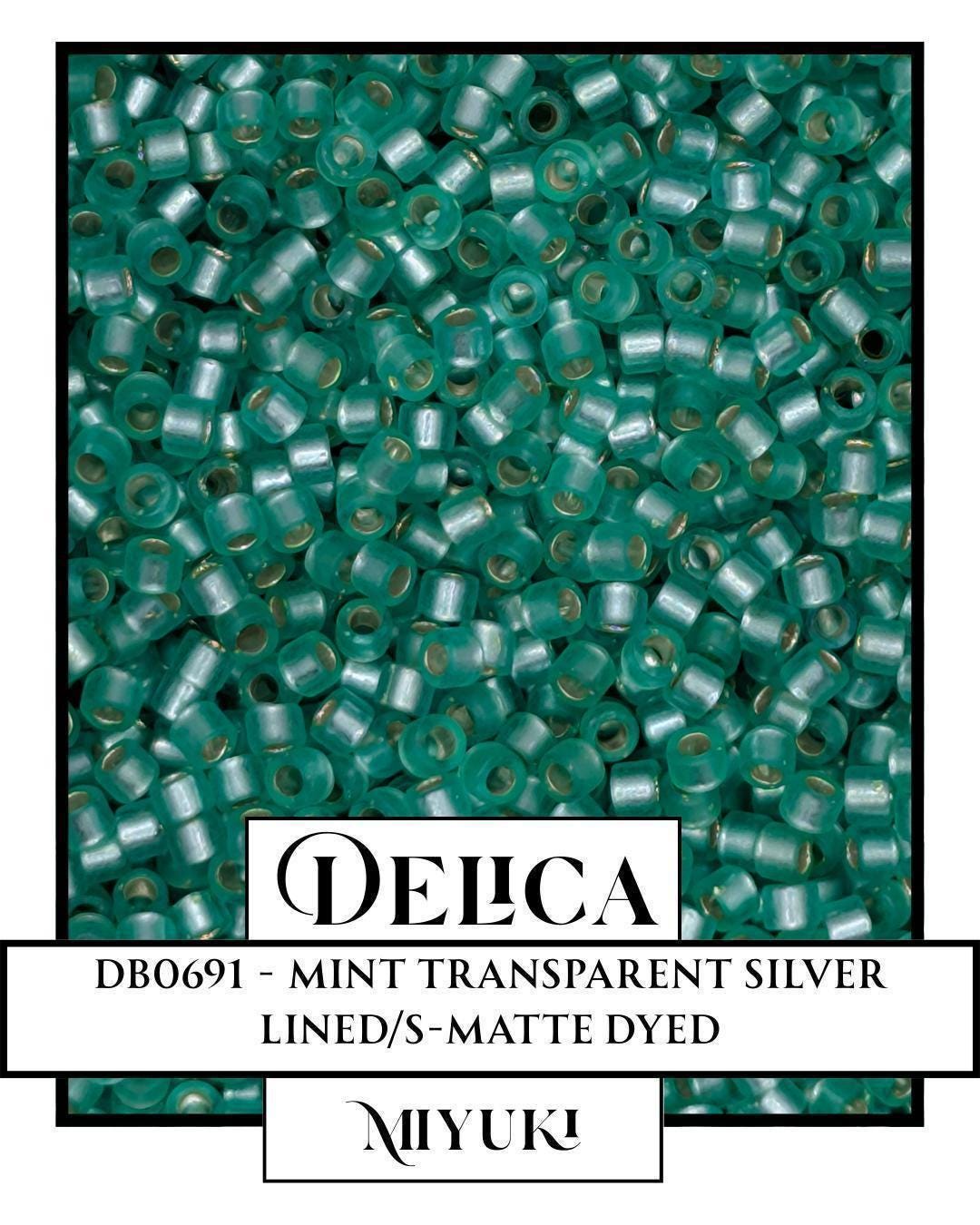 Miyuki Delica Beads - Mint Green Silver Lined Size 11/0 Seed Beads 7g Package