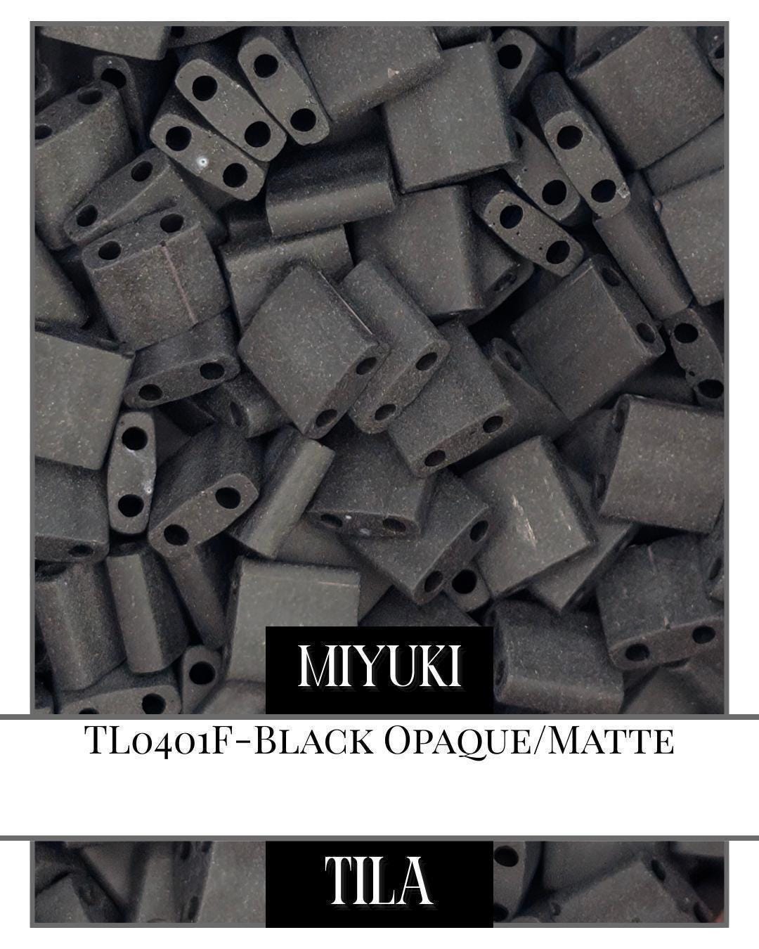 Miyuki Tila Beads – Black Opaque Matte 2-Hole Seed Beads 7.5g Package