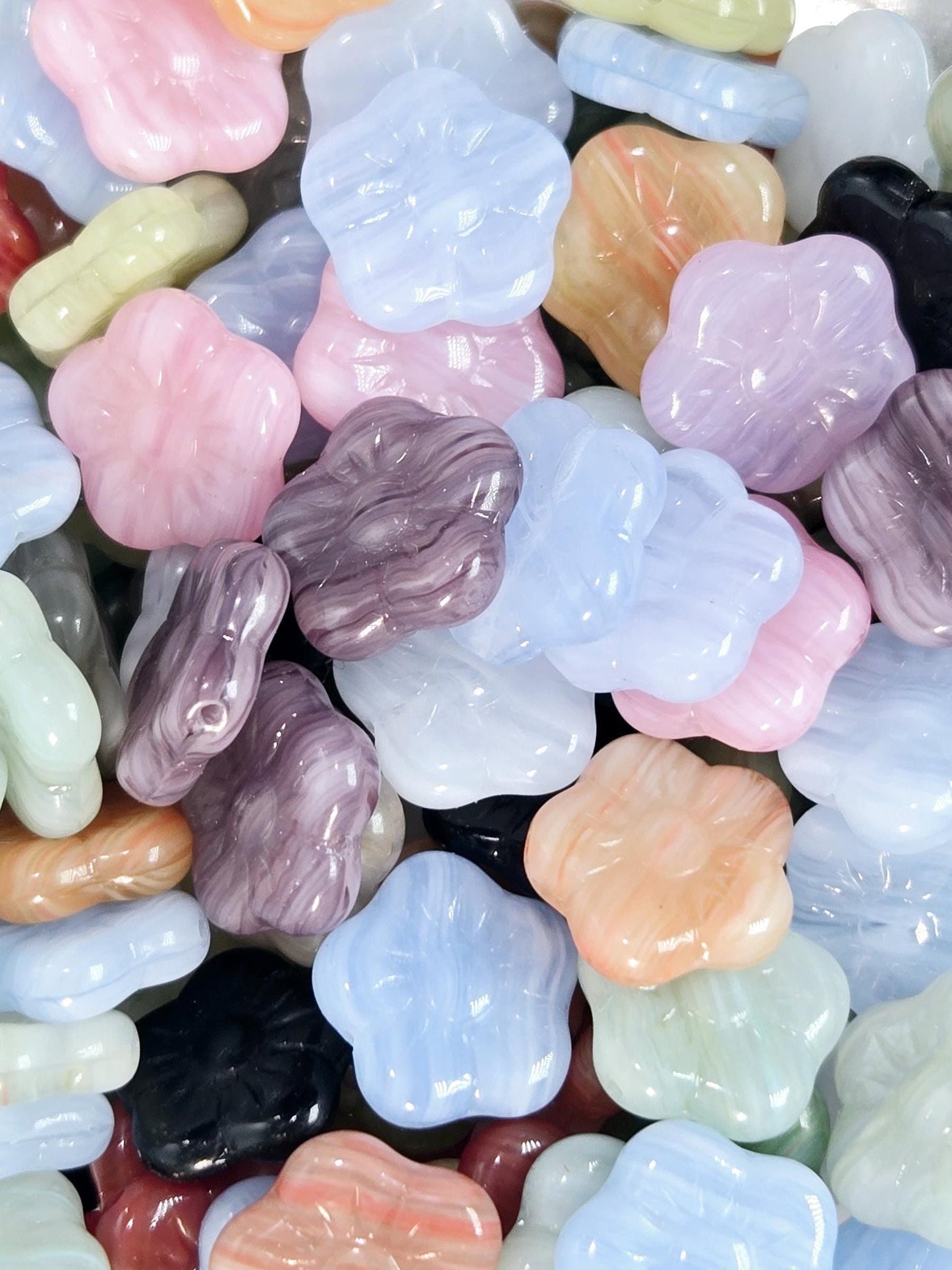 Flower Czech Beads Bulk Mix - Matte Jewelry Beads for DIY Craft Supplies 1oz