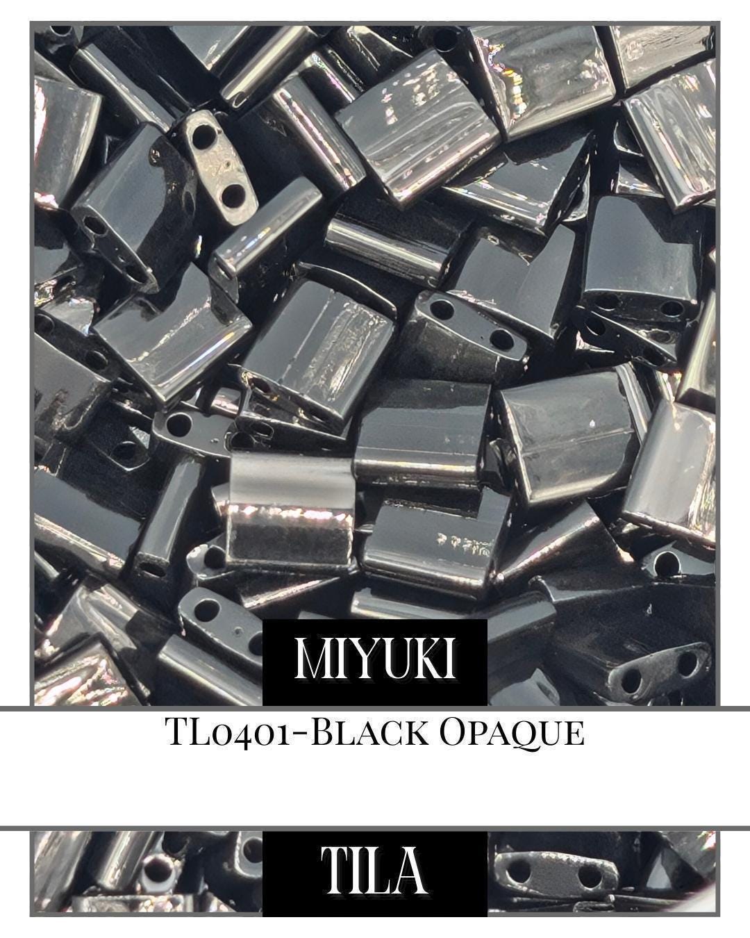 Miyuki Tila Beads – Black Opaque 7.5 Gram Bead Pack for Jewelry Making