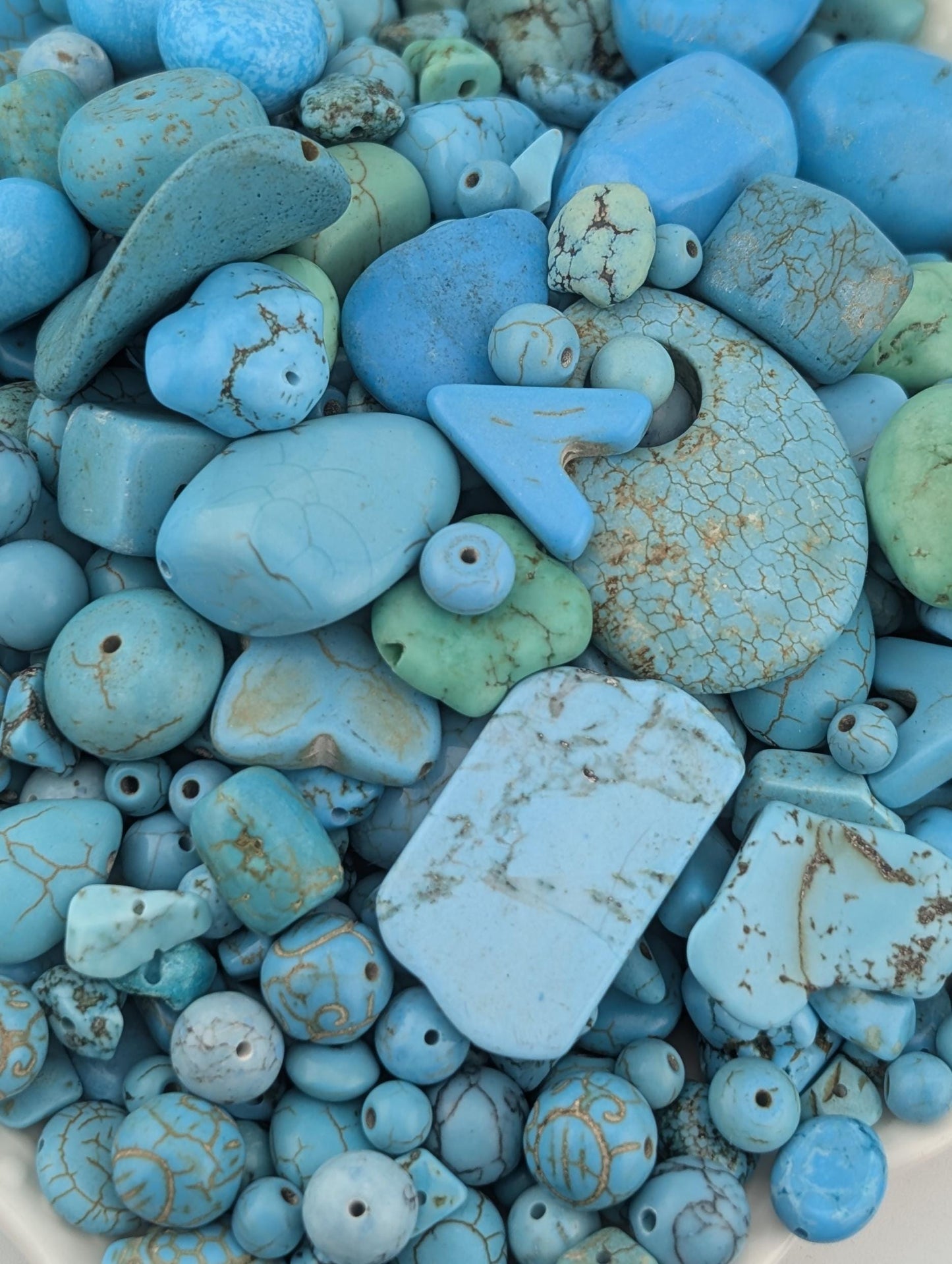 Turquoise Gemstone Beads - Howlite & Wagnerite Mix | Natural Jewelry Supplies
