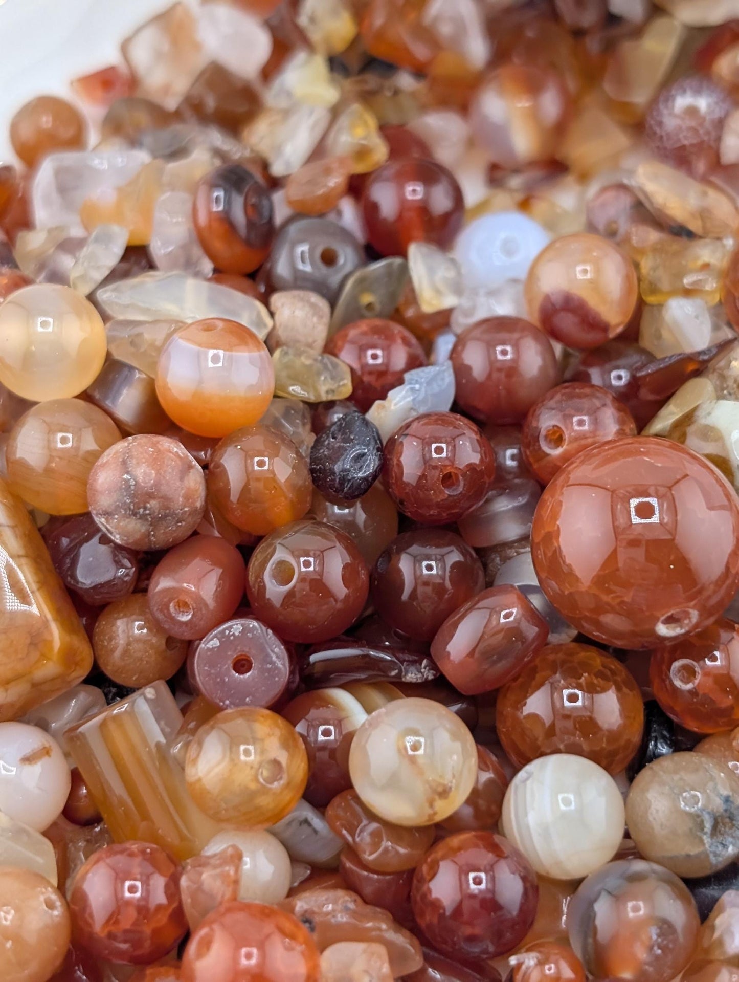 Natural Gemstone Beads - Exclusive Carnelian Agate Bead Soup Mix | Semi Precious Bulk Lot 2 oz