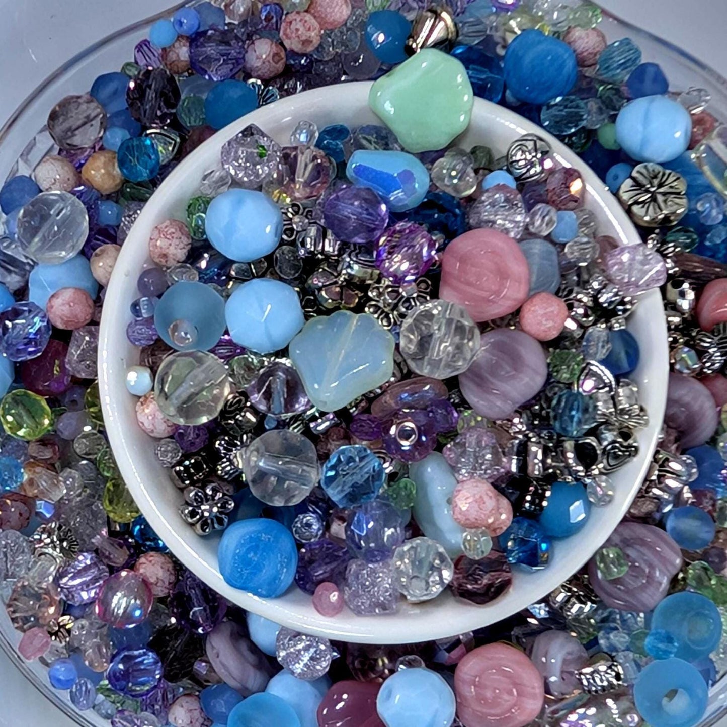 Glass Bead Soup Mix | Artisan Beading Kit with Electroplated Beads Pack & Spring Color Beads