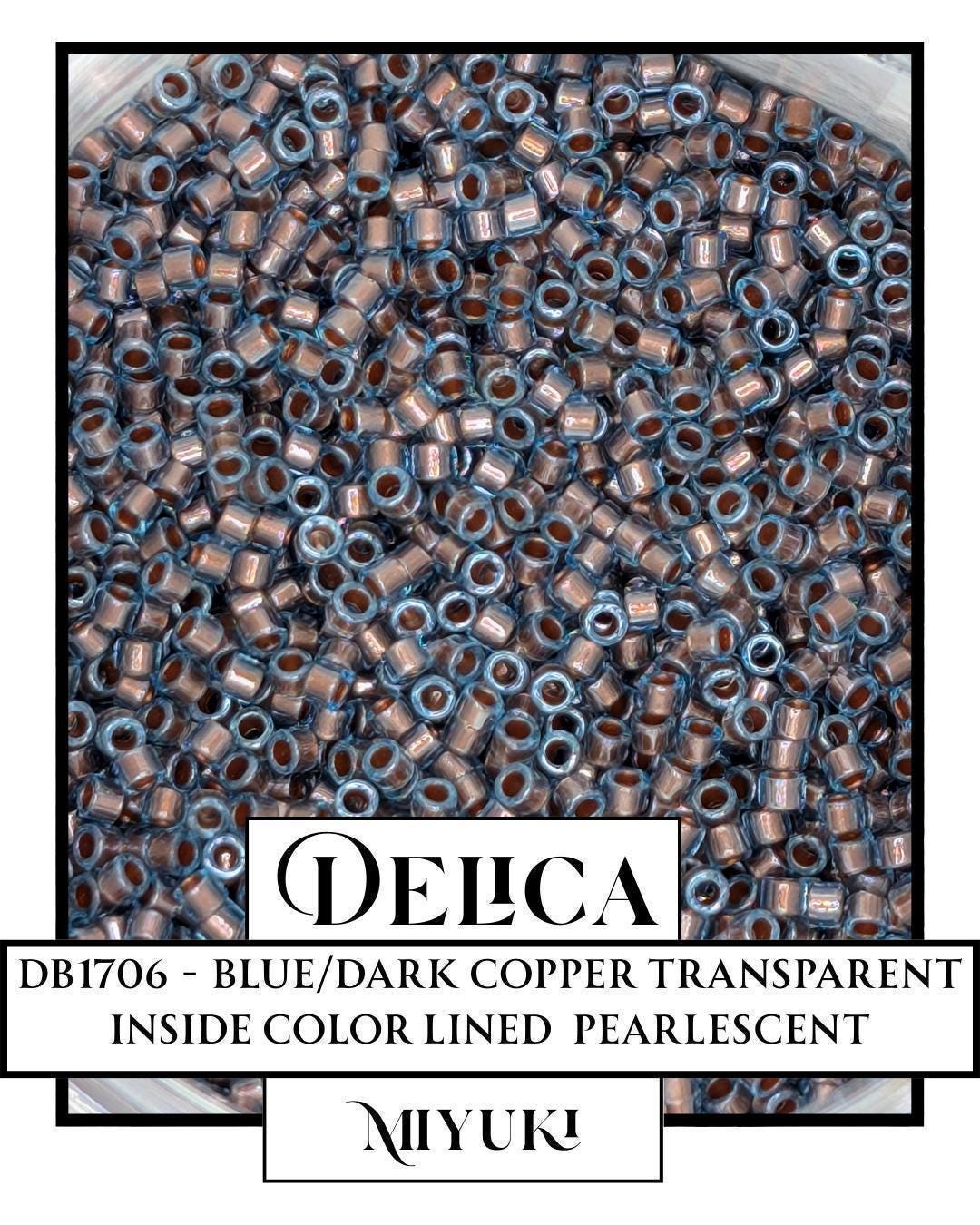 Miyuki Delica Beads - Size Eleven Seed Japanese Glass Beads in Blue & Dark Copper
