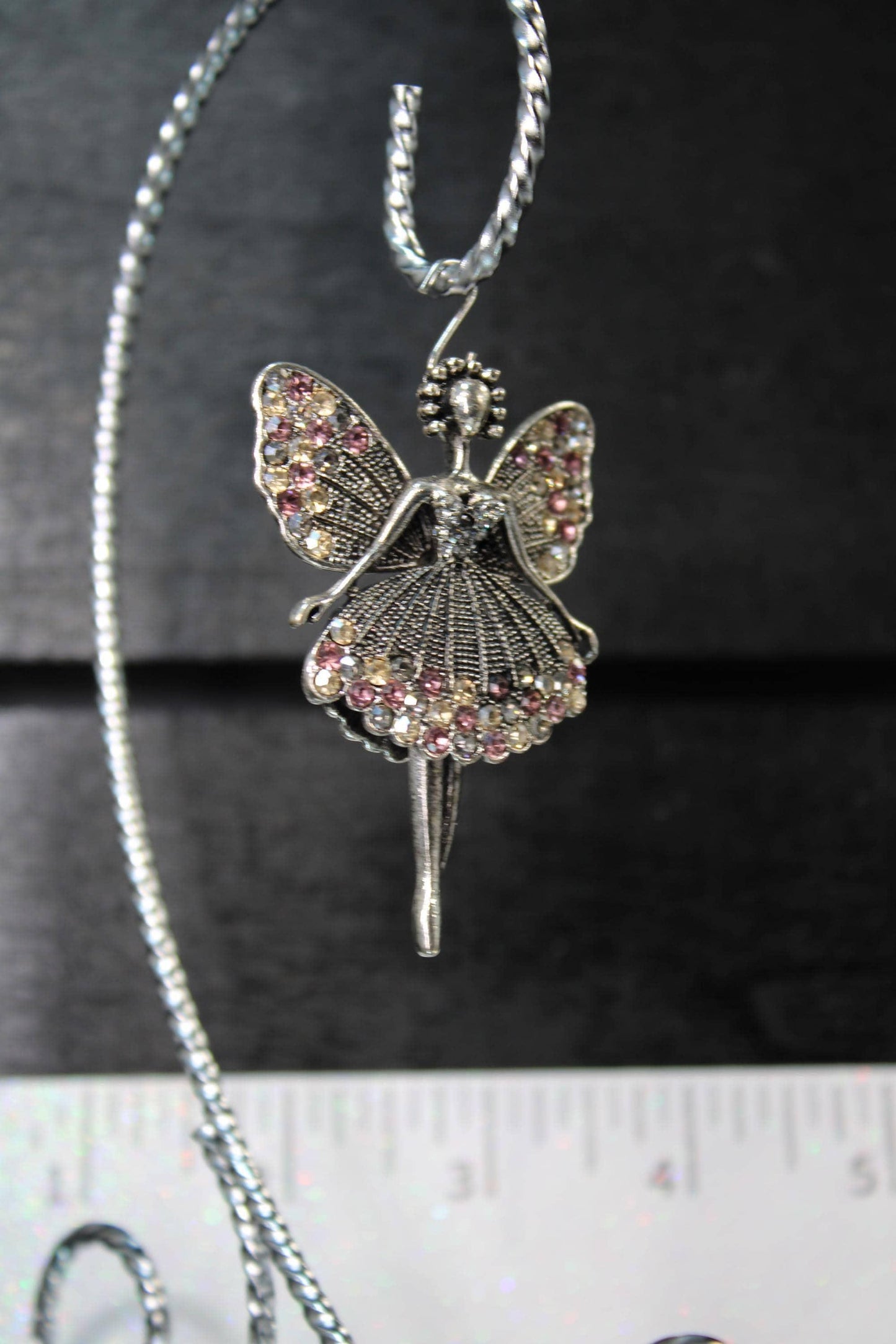 Ballerina Pendant - Silver Plated Rhinestone Jewelry With Hinged Leg Design