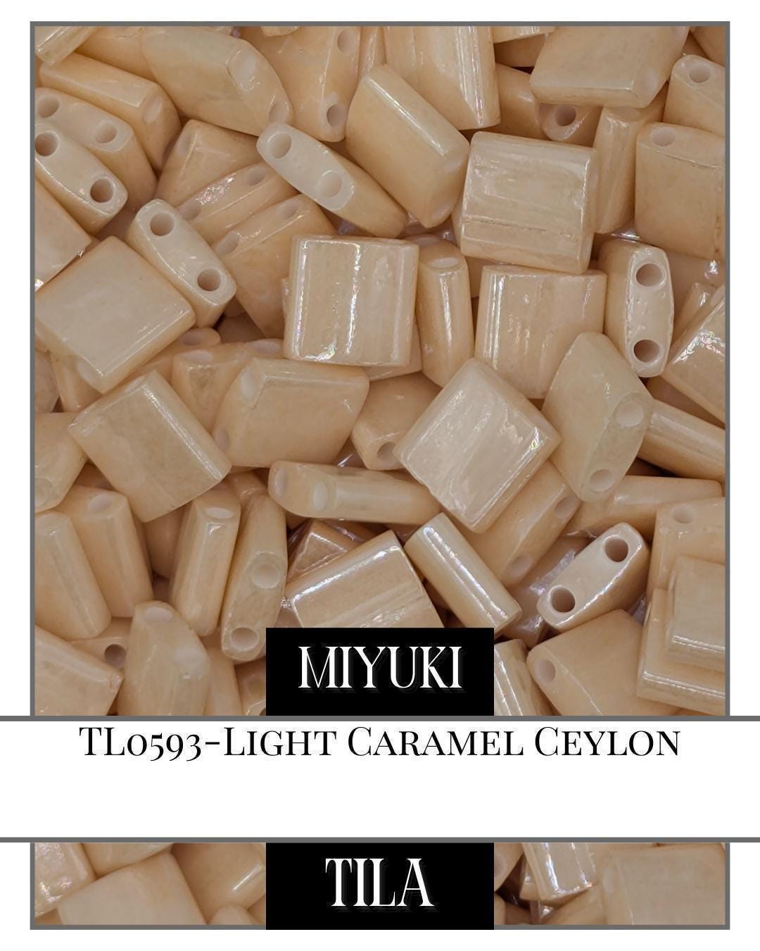 Miyuki Tila Beads – Light Caramel Flat Two Hole Beads | Jewelry Making Kit