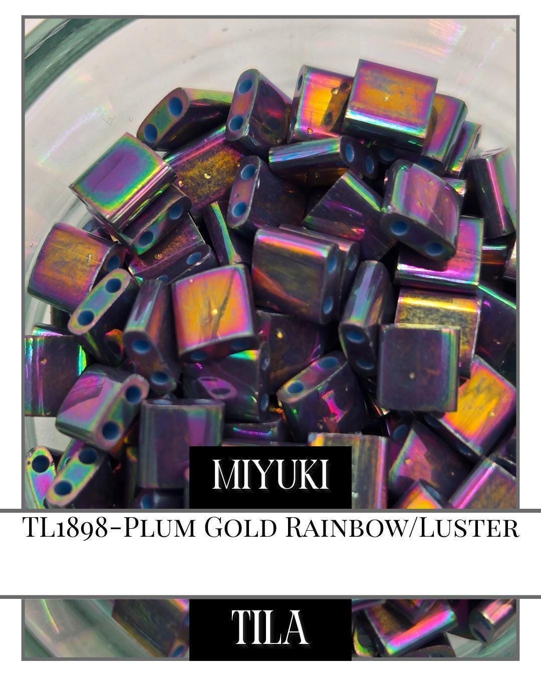 Miyuki Tila Beads – Plum Gold Two Hole Flat Square Beads for Jewelry Making