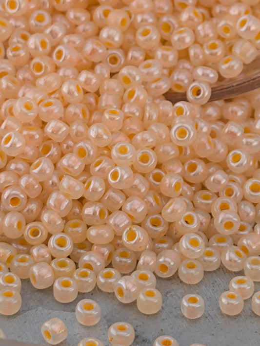 Precious Seed Beads - Opaque Luster Pastel Tangerine Size 10/0 Czech Glass Pack