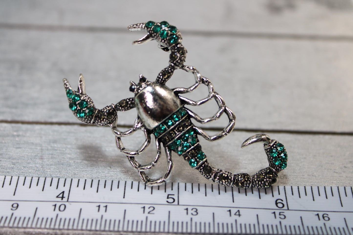 Silver Plated Brooch – Teal Scorpion Animal Pin, Unique Gift Idea & Fashion Accessory