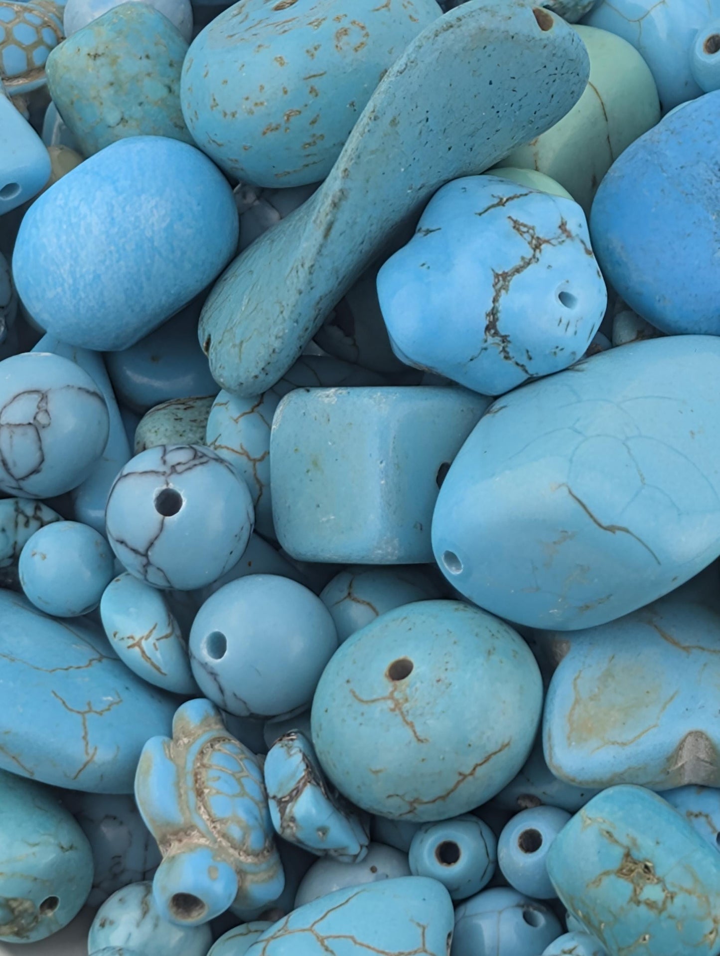 Turquoise Gemstone Beads - Howlite & Wagnerite Mix | Natural Jewelry Supplies