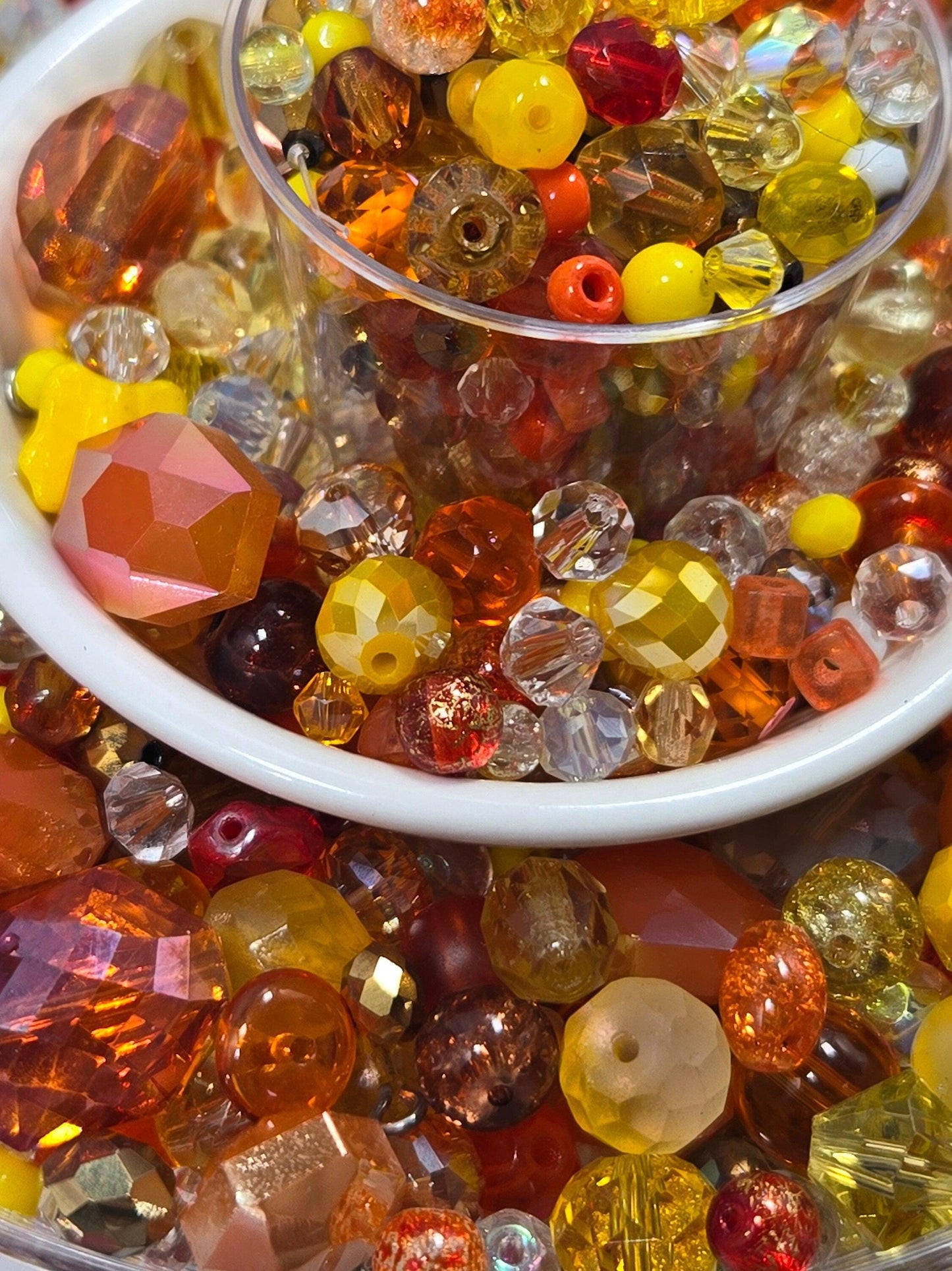 Glass Bead Soup Mix - Orange Yellow Beads for Jewelry Making Beads & DIY Bracelet Supplies