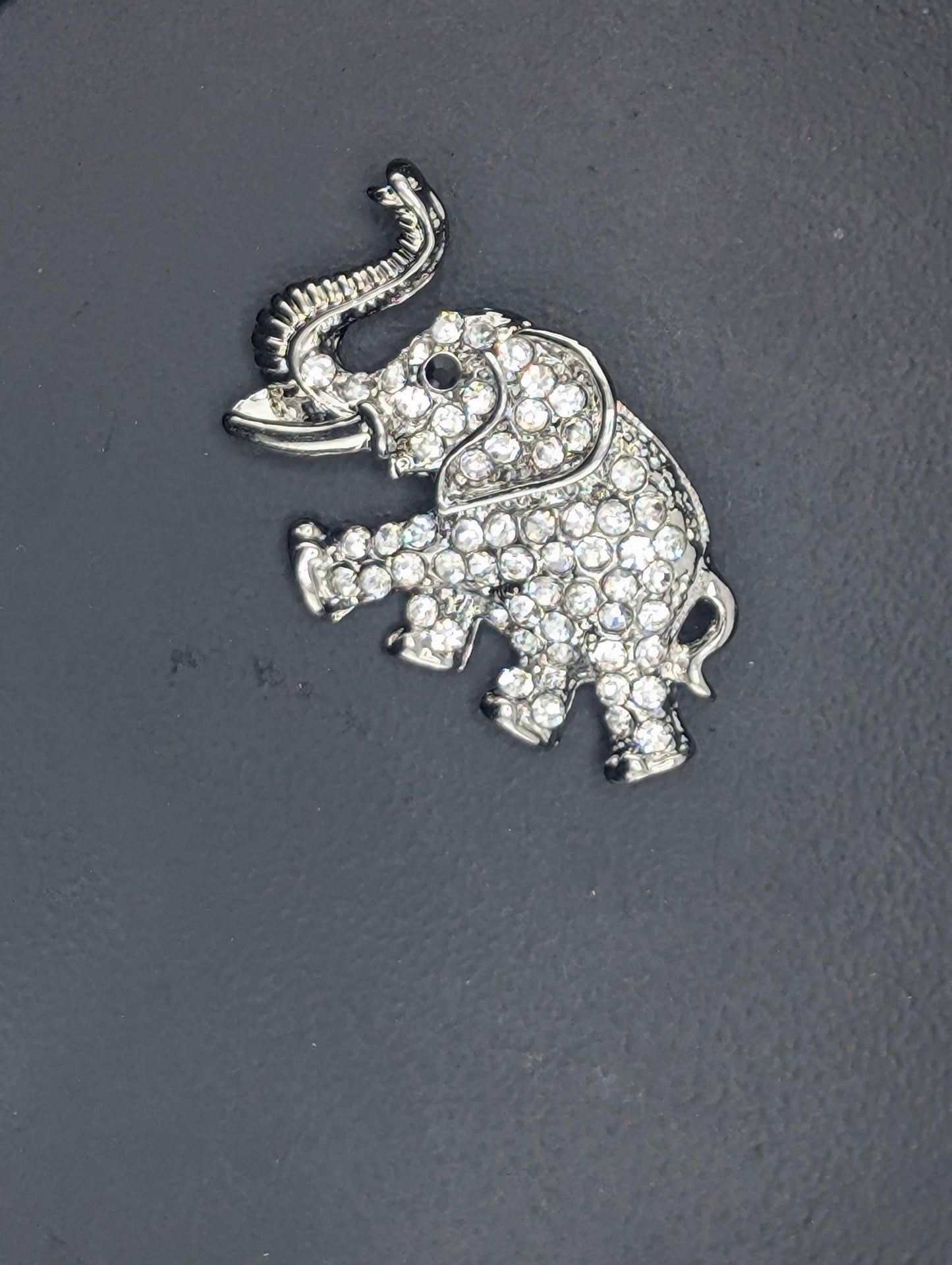 Silver Rhinestone Elephant Brooch - Silver Plated CZ Jewelry Pin With Playful Charm