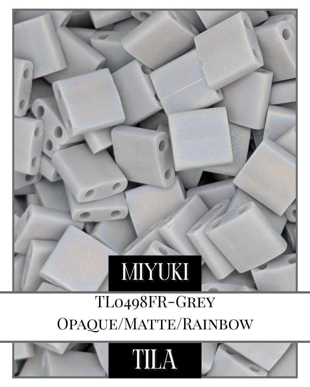 Miyuki Tila Beads – Grey Matte Opaque Rainbow | 7.5g Bead Package for Jewelry Making
