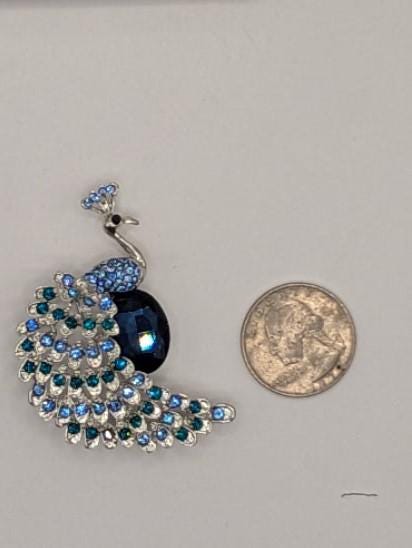 Silver Peacock Brooch – Colorful Festival Jewelry, Elegant Lightweight Pin
