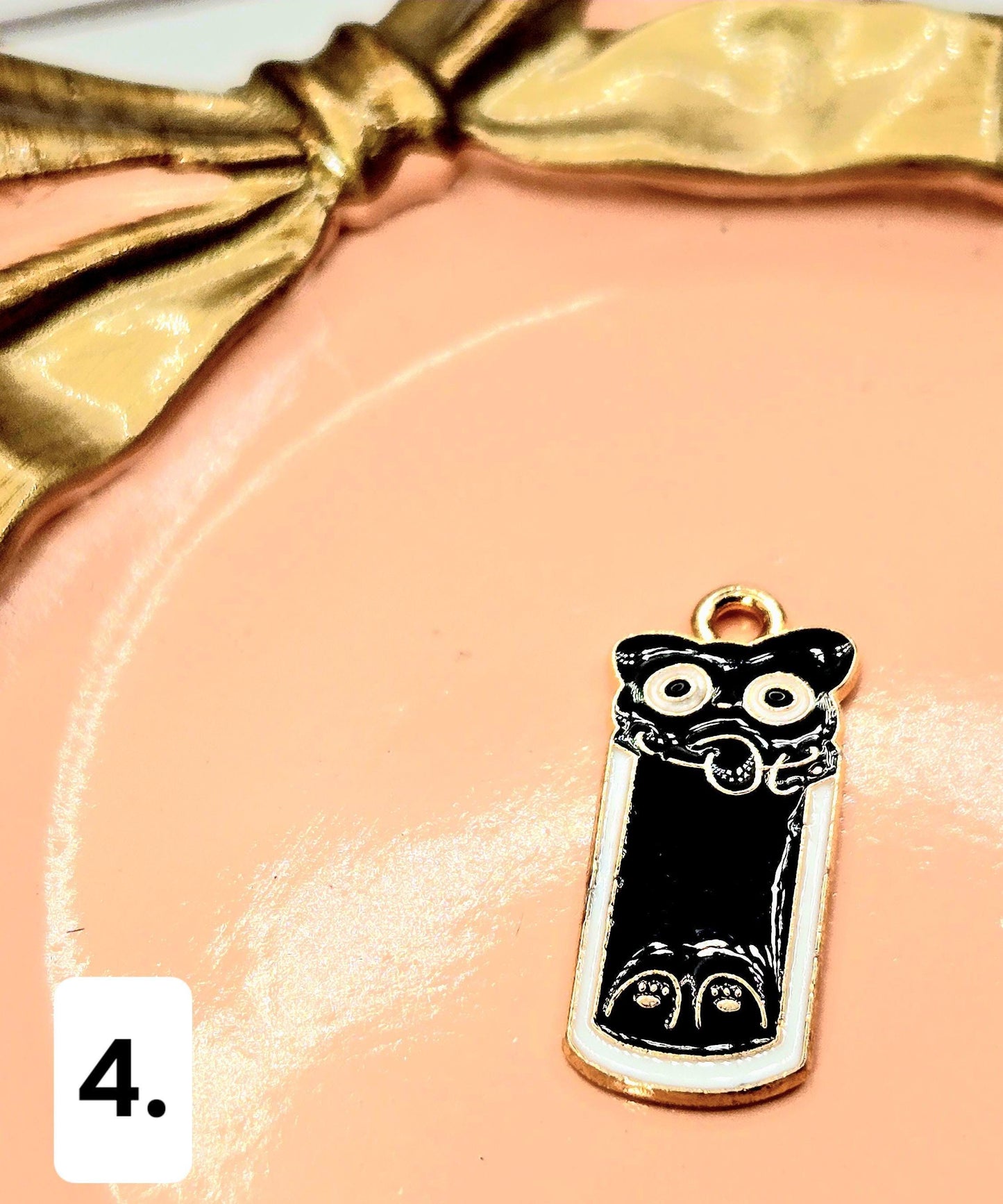 Gold Plated Kitty Charms - Set of 6 DIY Jewelry Charms with Shine Finish