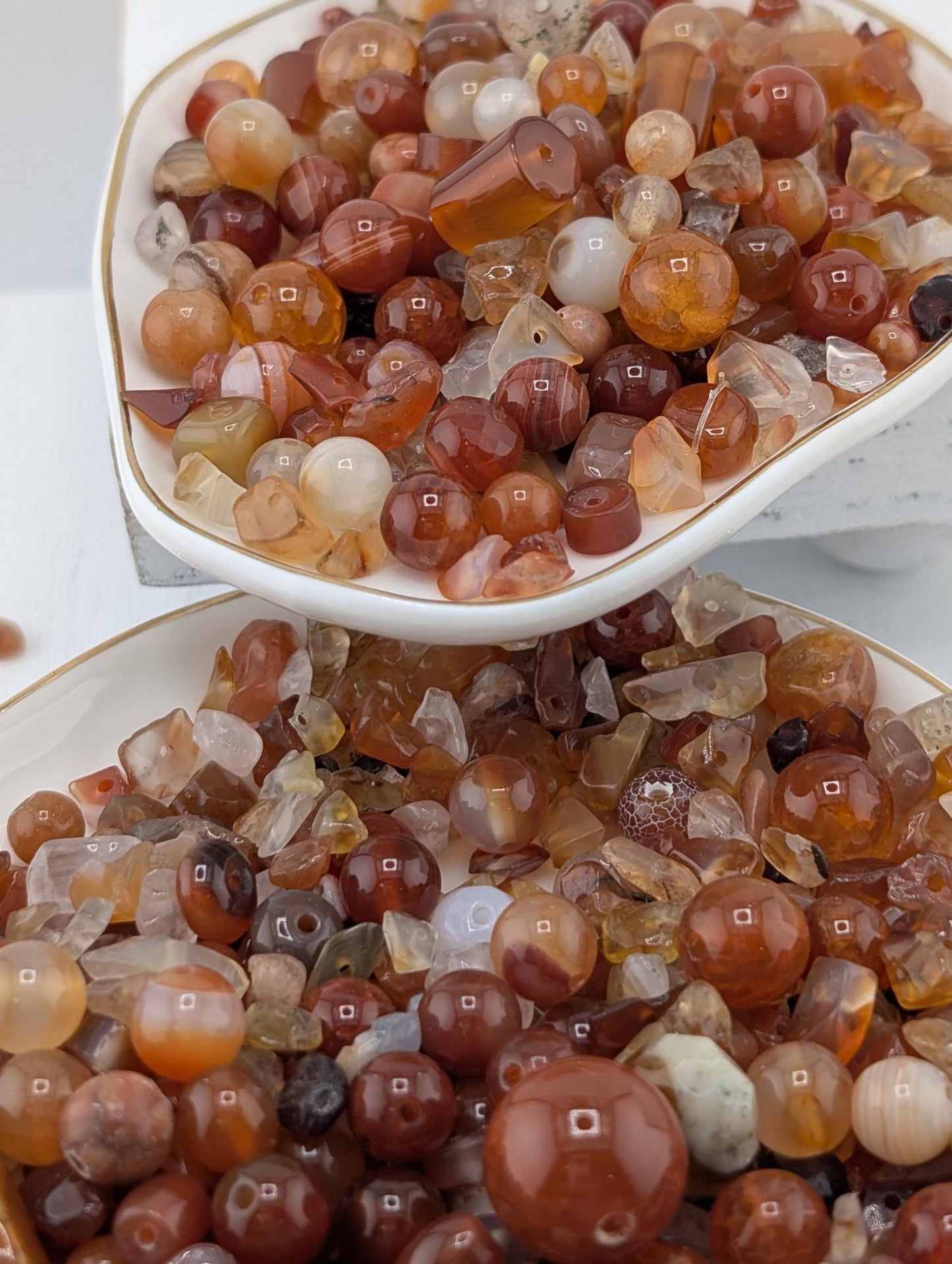 Natural Gemstone Beads - Exclusive Carnelian Agate Bead Soup Mix | Semi Precious Bulk Lot 2 oz