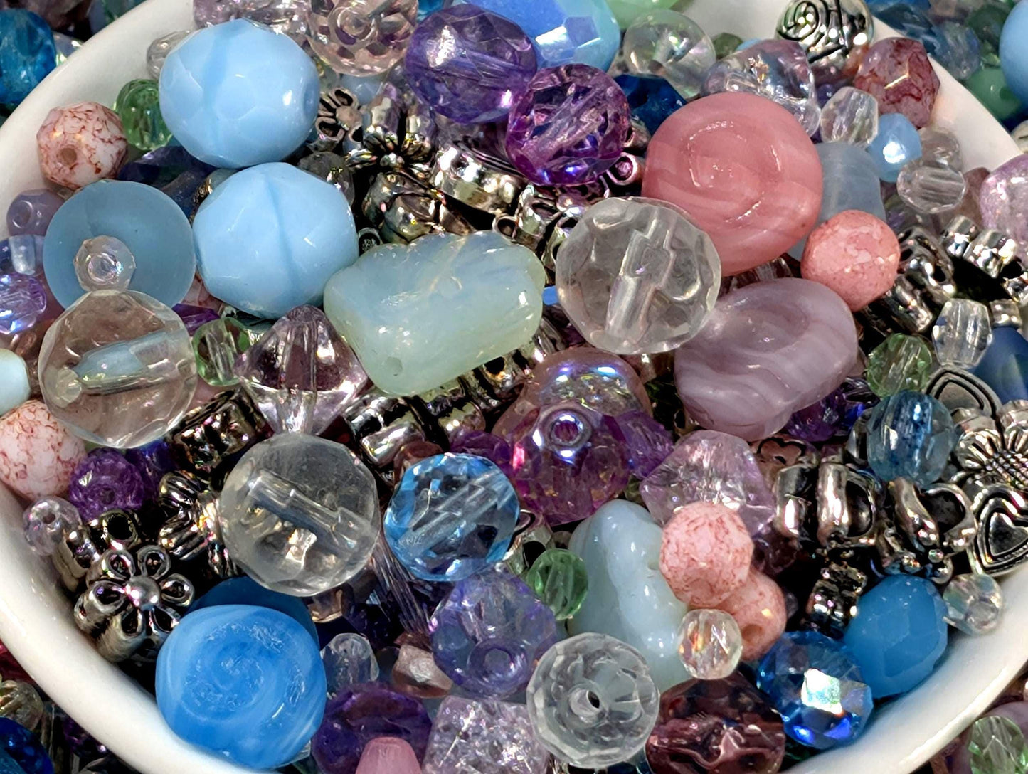 Glass Bead Soup Mix | Artisan Beading Kit with Electroplated Beads Pack & Spring Color Beads