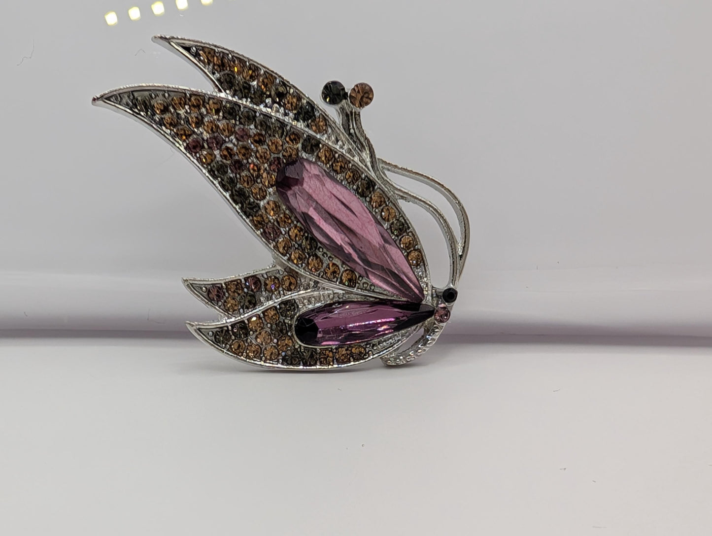 Silver Purple Topaz Brooch – Lightweight Decorative Pin Accessory for DIY Bag Charm