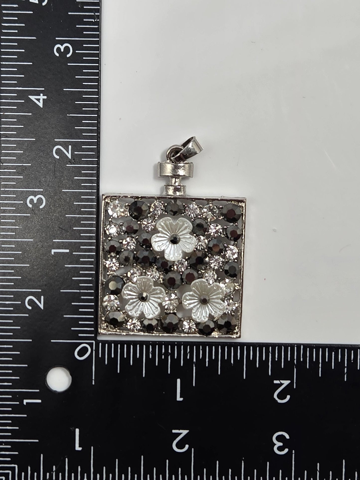 Filigree Pendant Charm - Square Flower Gothic Jewelry Charm | Silver Metal Pendant
