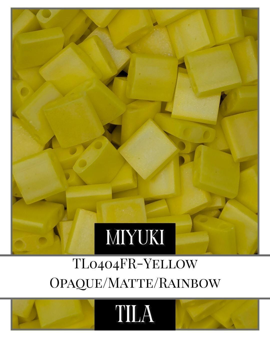 Miyuki Tila Beads - Yellow Opaque Beads Matte Rainbow Finish | 7.5g Pack