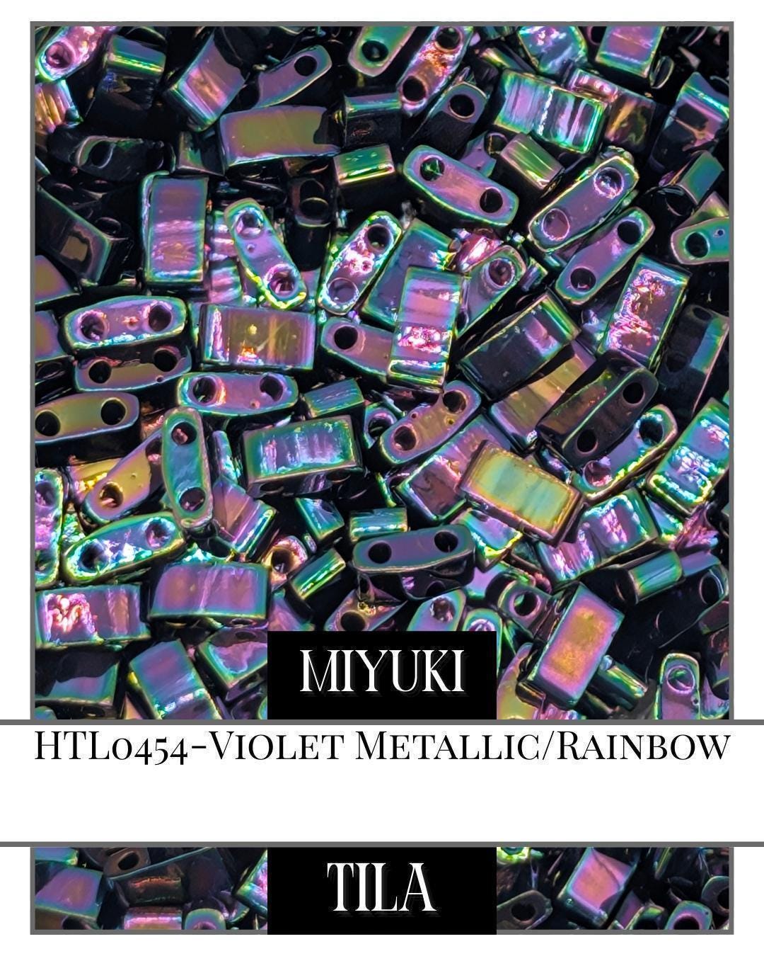 Miyuki Tila Beads - Violet Metallic Rainbow 2-Hole Flat Square Beads 7.5g