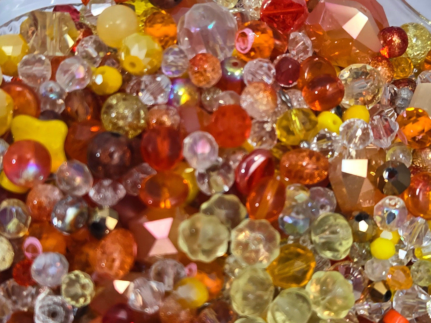 Glass Bead Soup Mix - Orange Yellow Beads for Jewelry Making Beads & DIY Bracelet Supplies