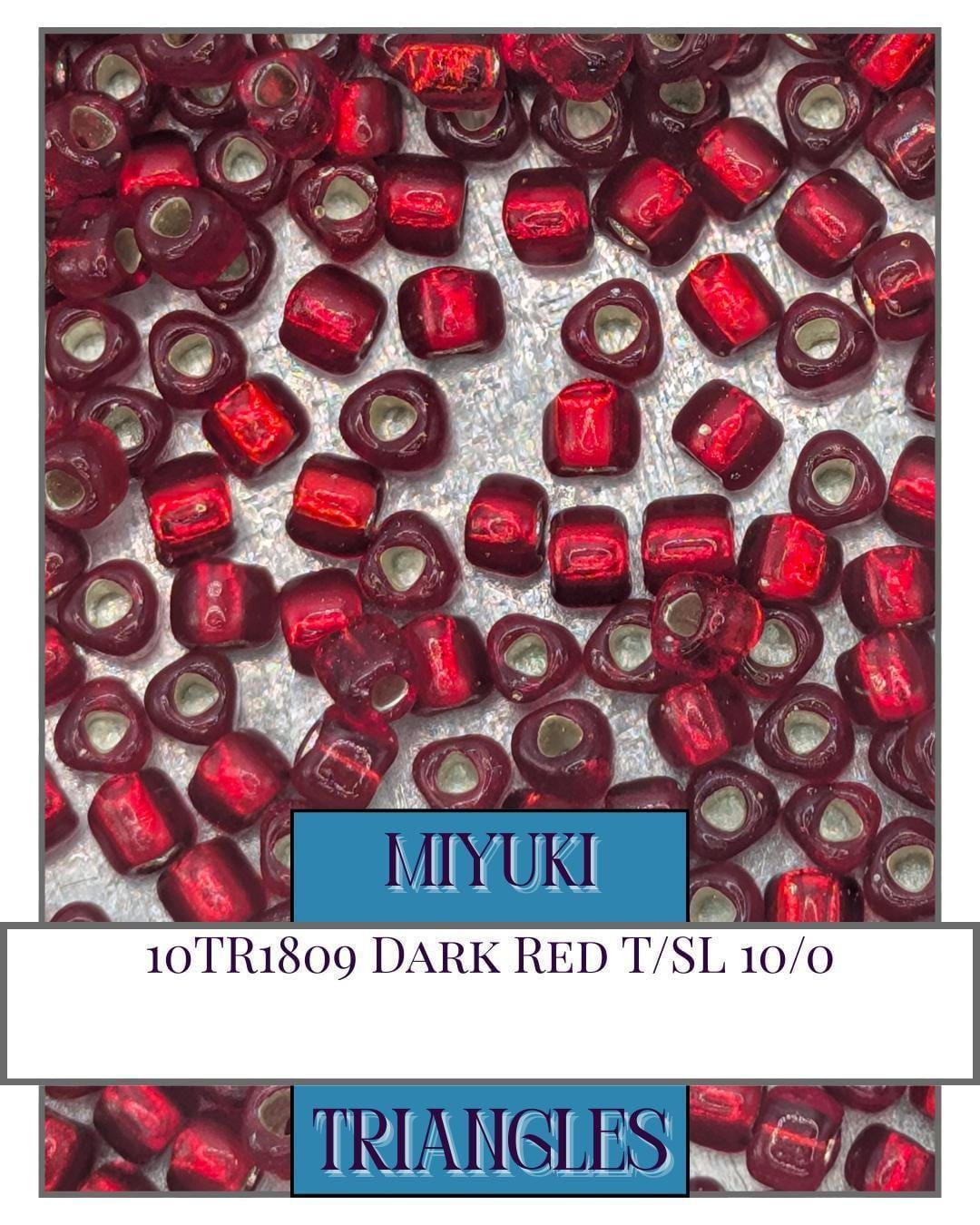 Miyuki Triangle Beads Dark Red Size 10/0 - Translucent Silver-Lined Glass Seed Beads