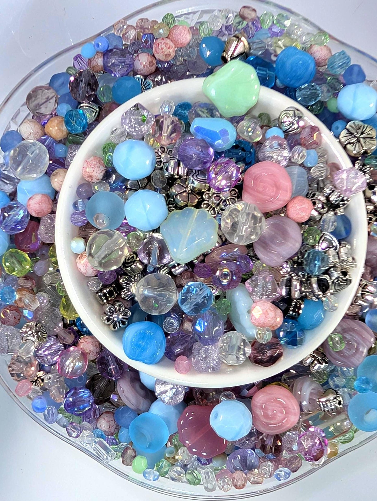 Glass Bead Soup Mix | Artisan Beading Kit with Electroplated Beads Pack & Spring Color Beads