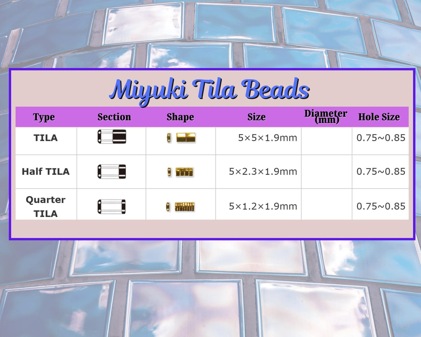 Miyuki Tila Beads – Blue Topaz 2-Hole Flat Beads | Translucent Matte Rainbow Finish