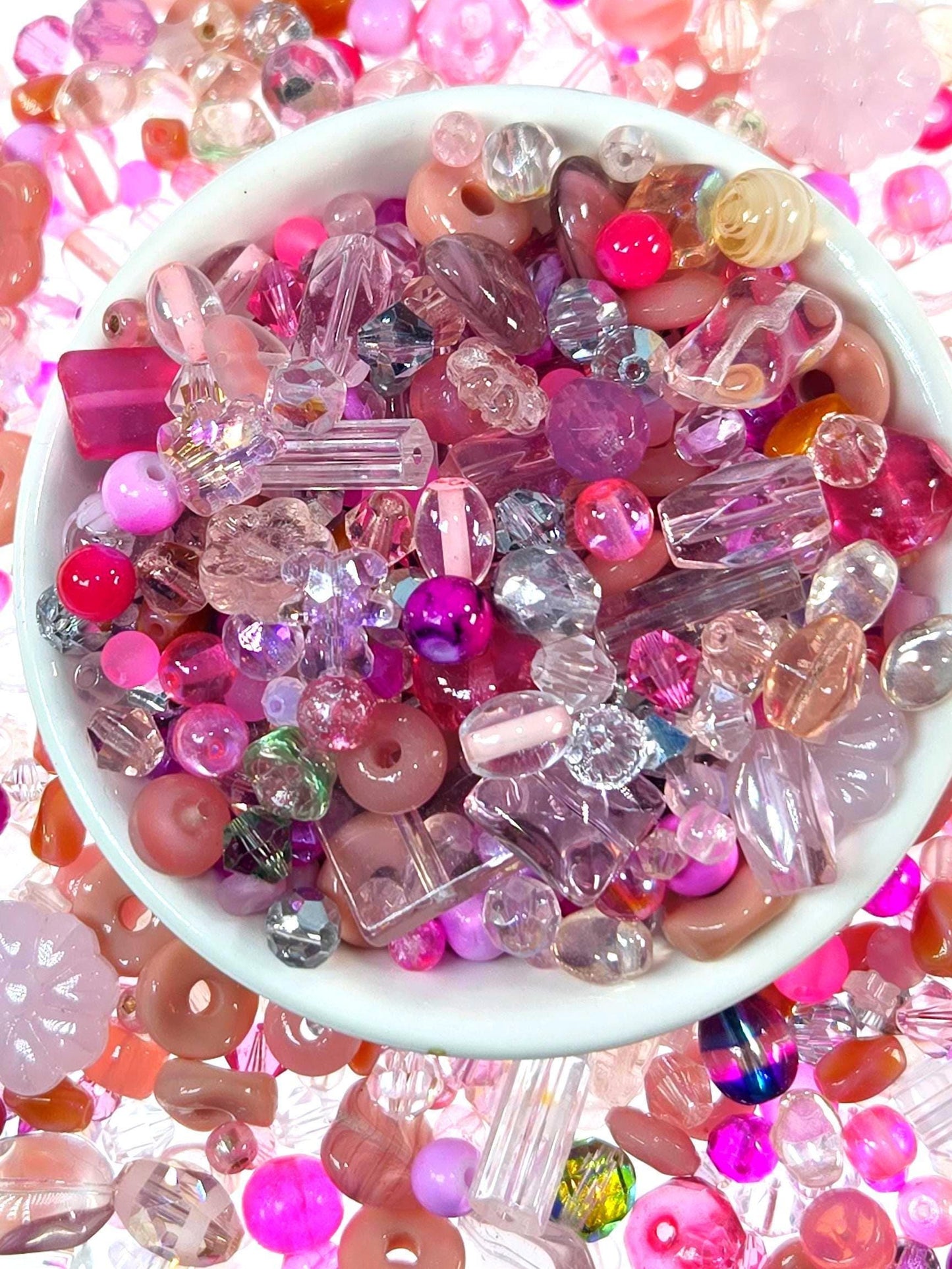 Pink Bead Mix - Glass Bead Assortment | DIY Bracelet & Necklace Kit 30g