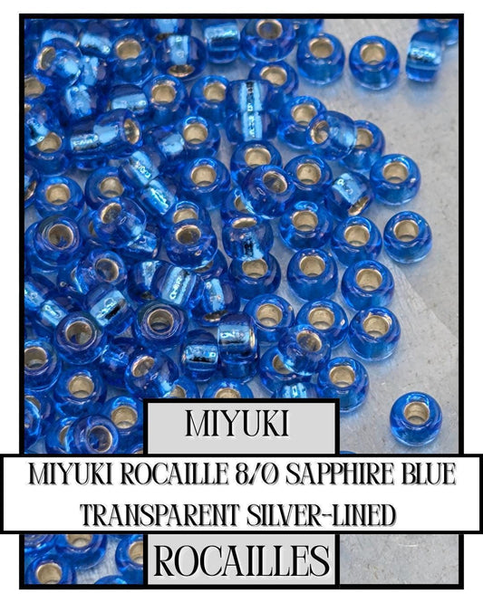 Miyuki Rocaille Beads - Sapphire Blue 8/0 Silver Lined Glass Seed Beads for Jewelry