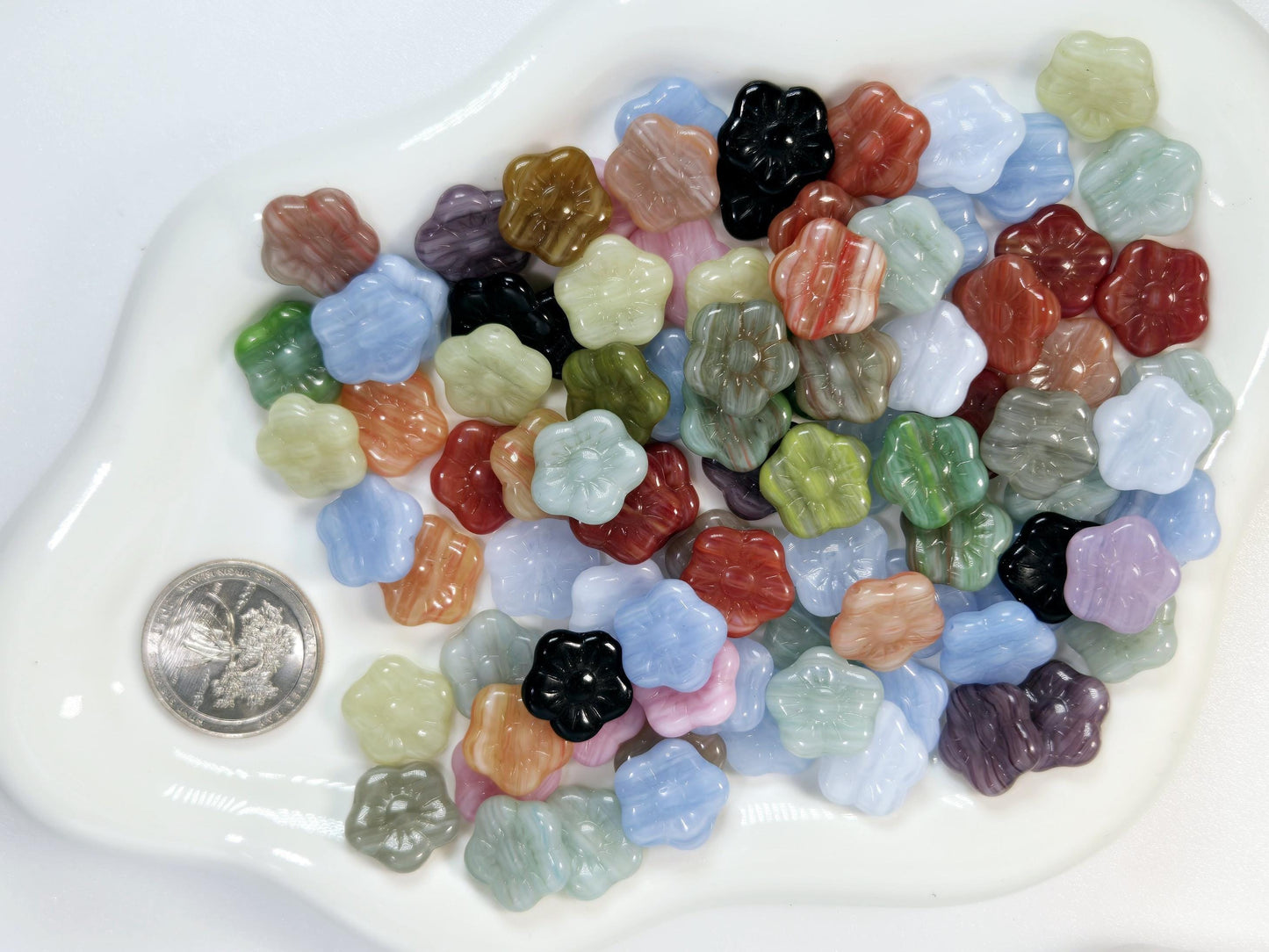 Flower Czech Beads Bulk Mix - Matte Craft Beads for DIY Jewelry Making Supplies