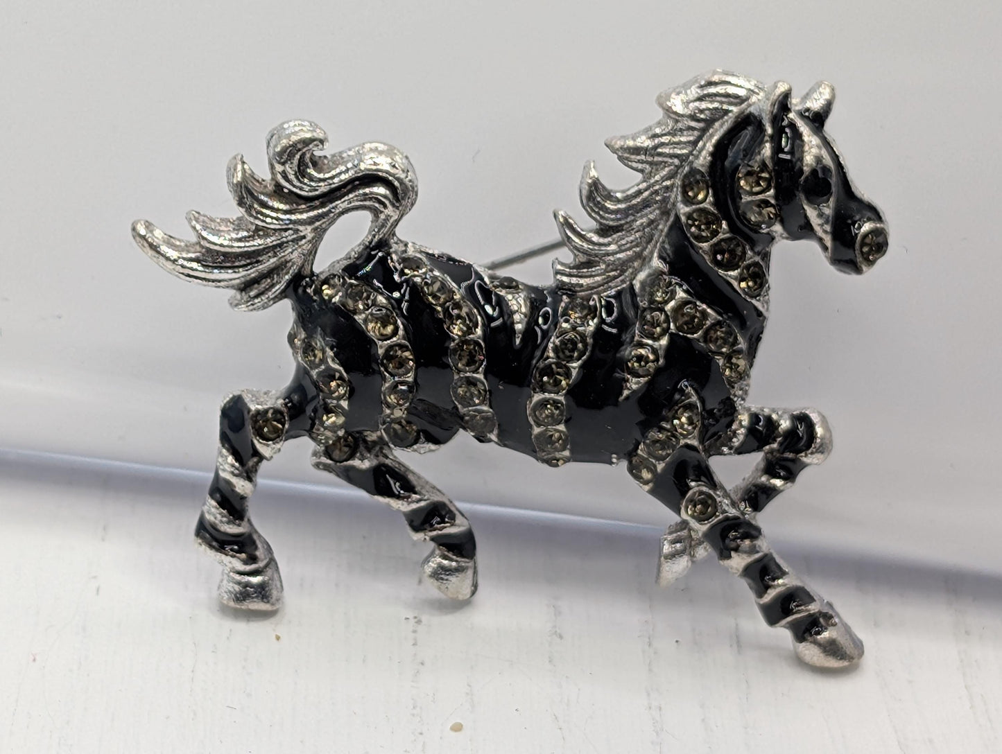 Silver Zebra Brooch - Versatile Bag Charm Accessory with Secure Clasp Pin